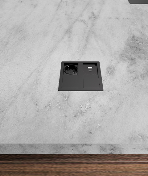 VersaHit recessed IP54-certified multi-socket for kitchens